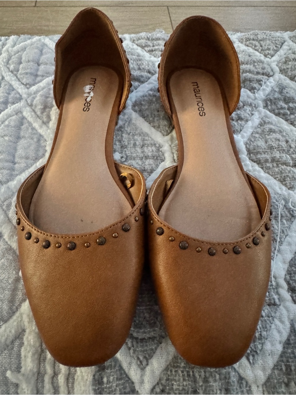 Maurices Tan Studded D'Orsay Flats